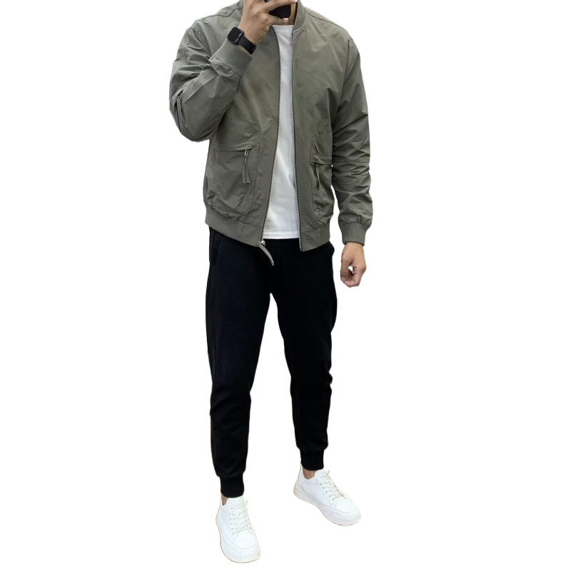 Herren Leichte Utility-Bomberjacke mit Reißverschluss, Multifunktions-Taschen und Rippbündchen Nord Taschen