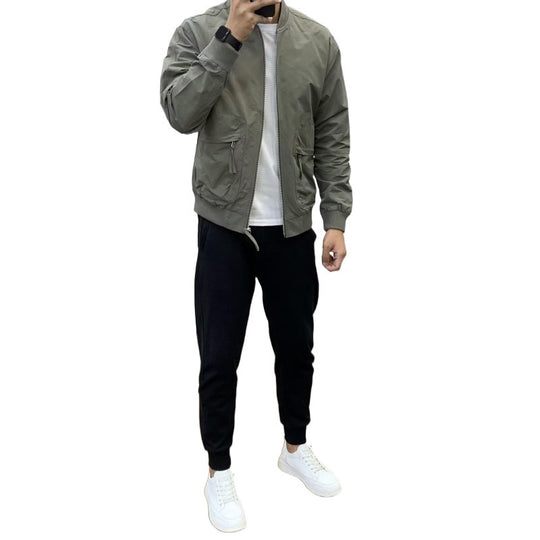 Herren Leichte Utility-Bomberjacke mit Reißverschluss, Multifunktions-Taschen und Rippbündchen Nord Taschen