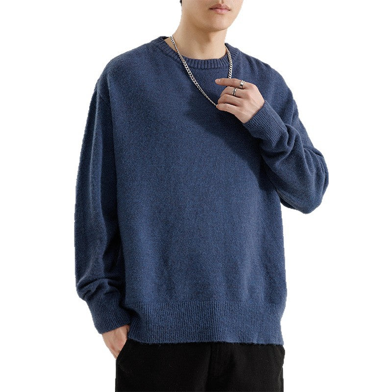 Herren Oversize Rundhalspullover aus weichem Feinstrick Nord Taschen