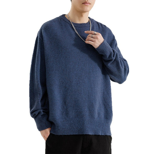 Herren Oversize Rundhalspullover aus weichem Feinstrick Nord Taschen