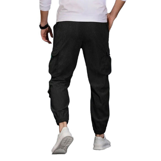 Herren Cord-Cargo-Jogginghose mit Tunnelzug und multifunktionalen Klapp- & Reißverschlusstaschen Nord Taschen