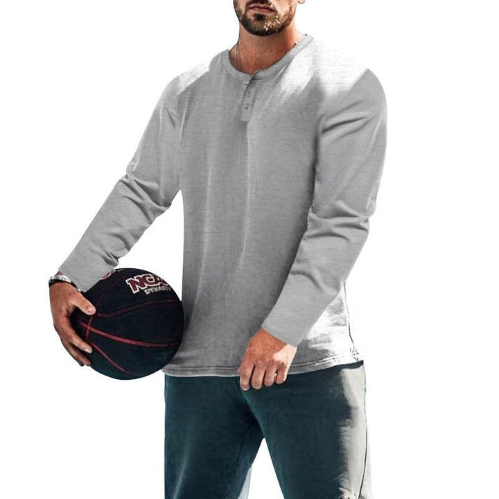 Herren langärmliges Henley-Shirt mit strukturiertem Stoff und praktischen Knopfdetails