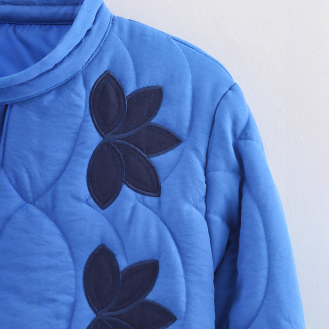 Damen Gesteppte Kurzjacke mit floraler Steppung und Stehkragen Nord Taschen