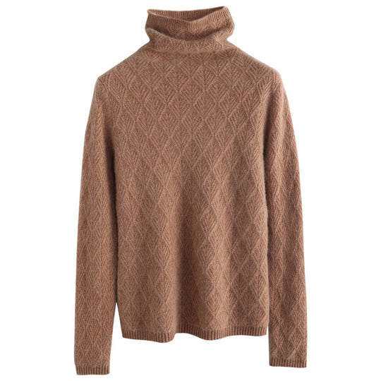 Damen Luxuriöser Mohair‑Mix Rollkragenpullover mit diamantgewNord Taschenter Ajourstruktur Nord Taschen