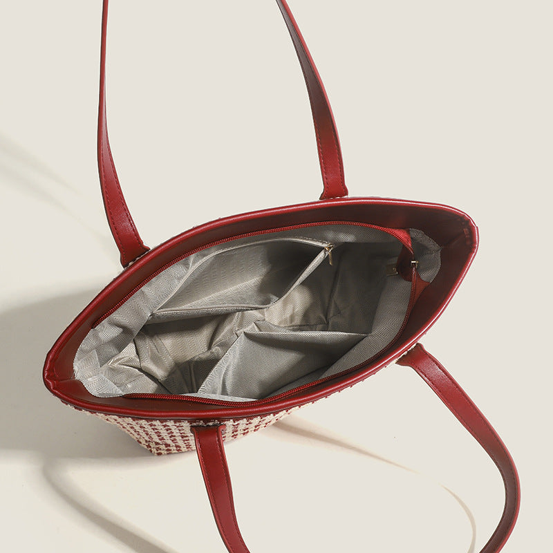Damen Einkaufstasche mit eleganter Henkeldesign und handgewebtem Muster Nord Taschen