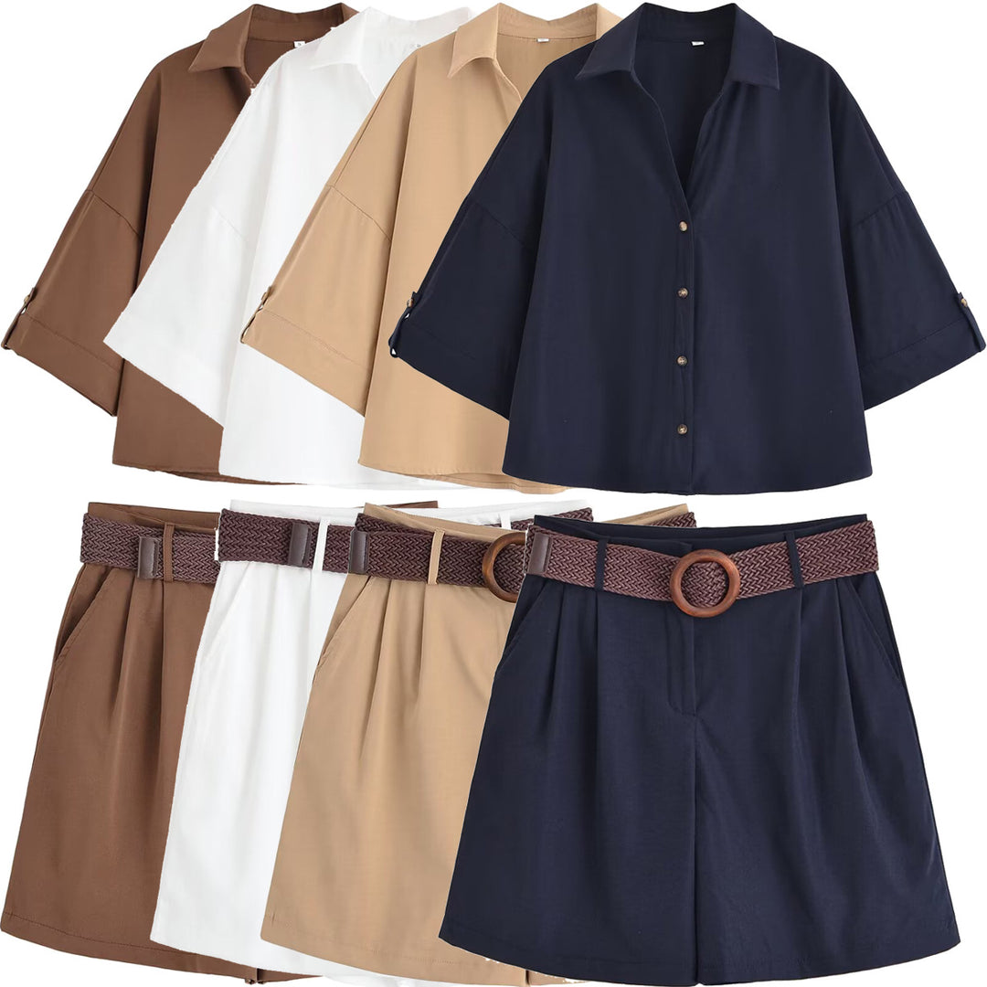 Damen Oversize-Hemdbluse mit dreiviertel-Ärmeln und Manschetten Nord Taschen