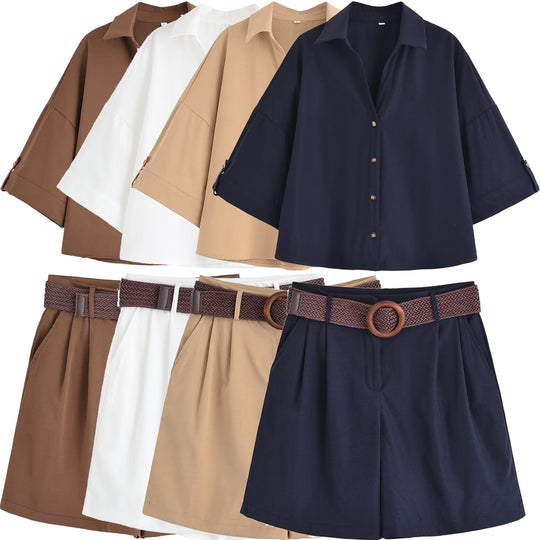 Damen Oversize-Hemdbluse mit dreiviertel-Ärmeln und Manschetten Nord Taschen