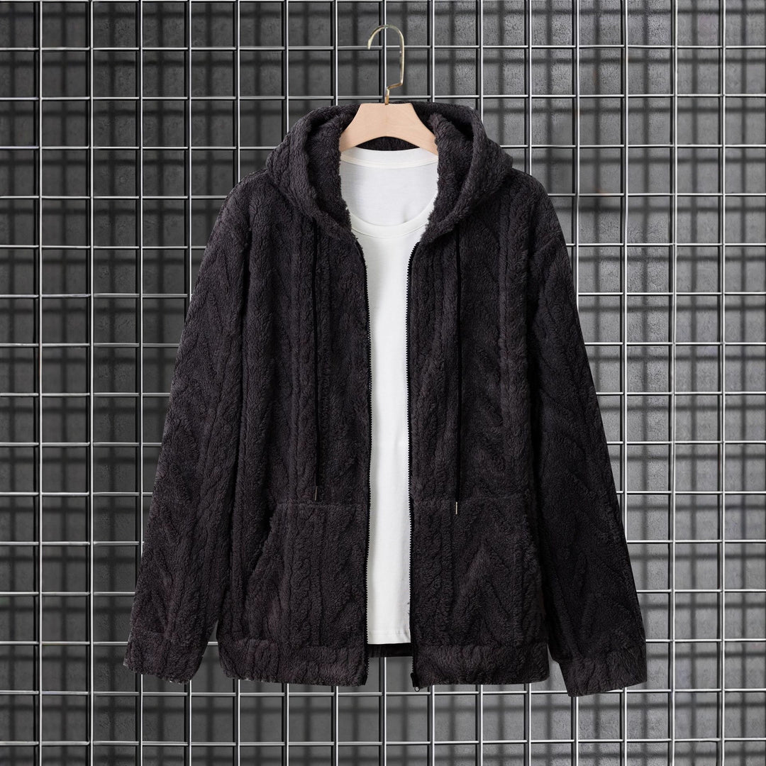 Herren kuschelige Kapuzenjacke aus Teddyfleece mit durchgehendem Reißverschluss und Kängurutaschen Nord Taschen