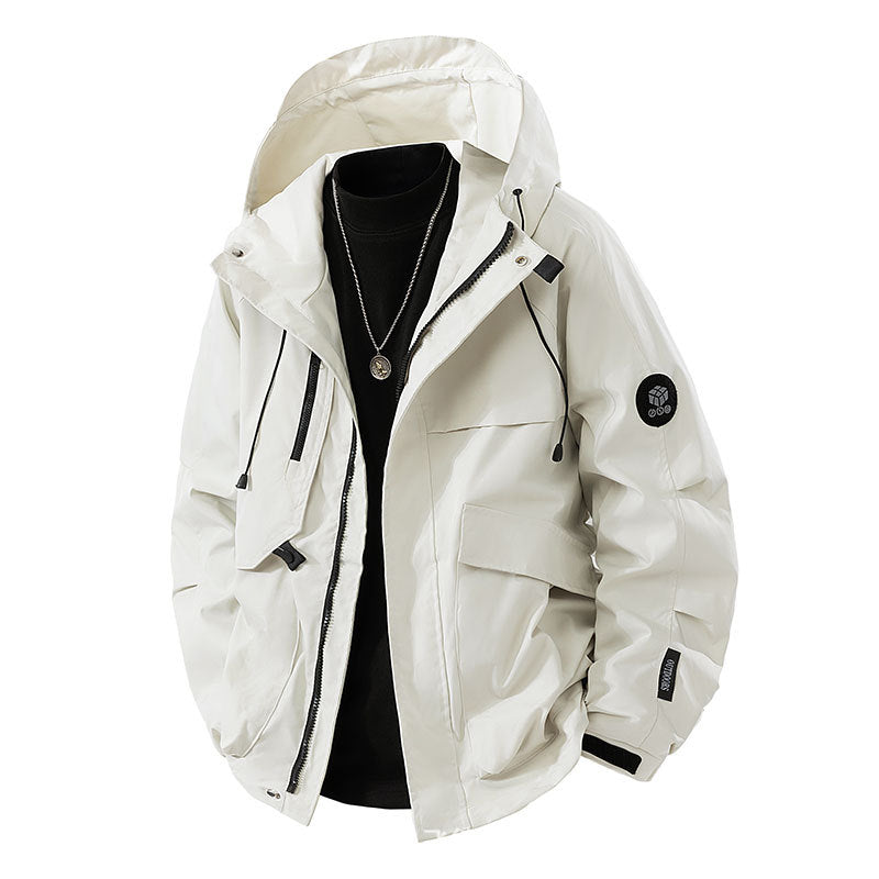 Herren Minimalistischer Urban‑Softshell‑Parka mit verdeckten Utility‑Taschen und verstellbarer Kapuze Nord Taschen
