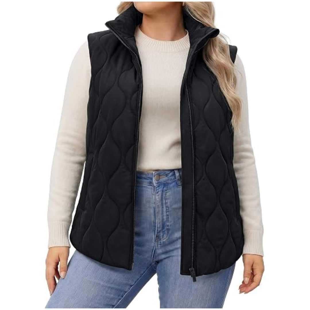 Damen gesteppte Weste mit hohem Kragen, figurfreundlicher Silhouette und Eingrifftaschen Nord Taschen