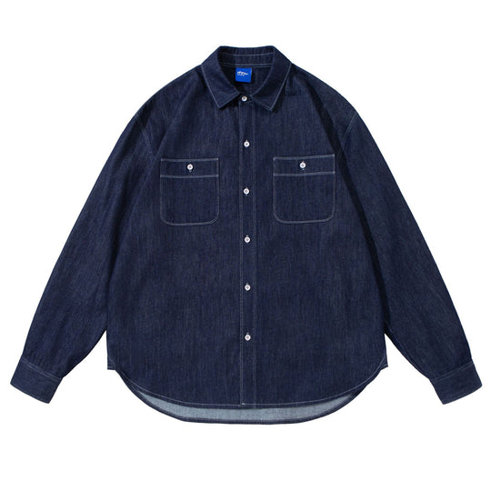 Unisex Oversize-Denim-Hemdjacke mit aufgesetzten Brusttaschen Nord Taschen