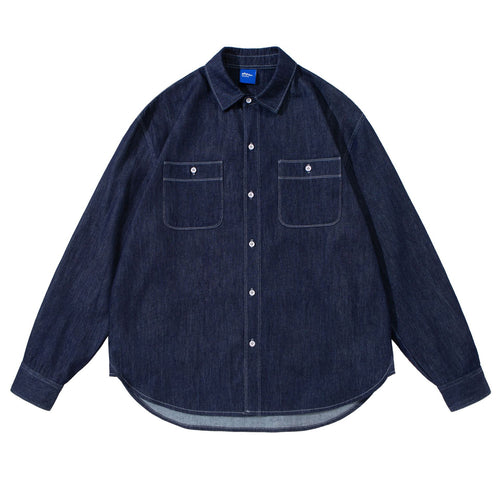 Unisex Oversize-Denim-Hemdjacke mit aufgesetzten Brusttaschen Nord Taschen