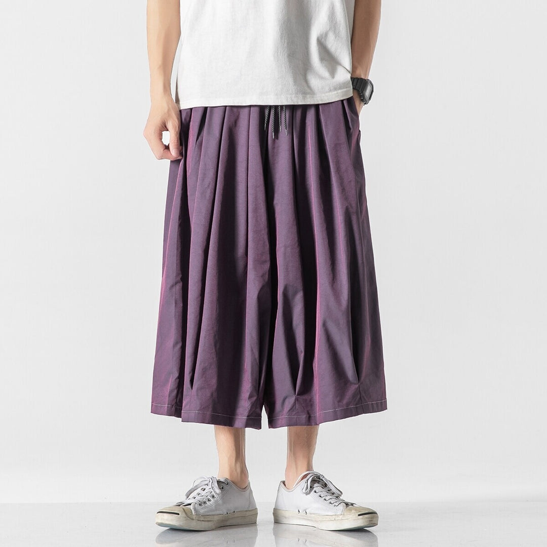 Herren Weit geschnittene Culotte-Loungehose mit tiefem Schritt und elastischem Tunnelzug Nord Taschen