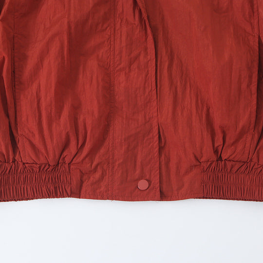 Damen Leichte Cropped Bomberjacke mit Stehkragen, elastischem Saum und Druckknopfleiste Nord Taschen