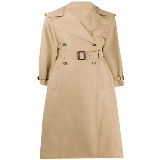 Damen Midilanger Trenchcoat im A‑Linien‑Schnitt mit Taillengürtel und Epauletten Nord Taschen