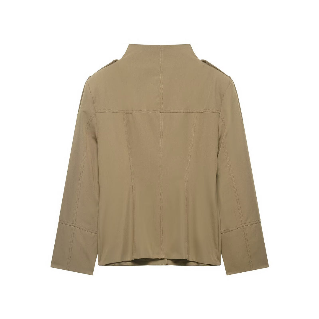 Damen Utility-Safarijacke mit Stehkragen, aufgesetzten Klappentaschen und Epauletten Nord Taschen