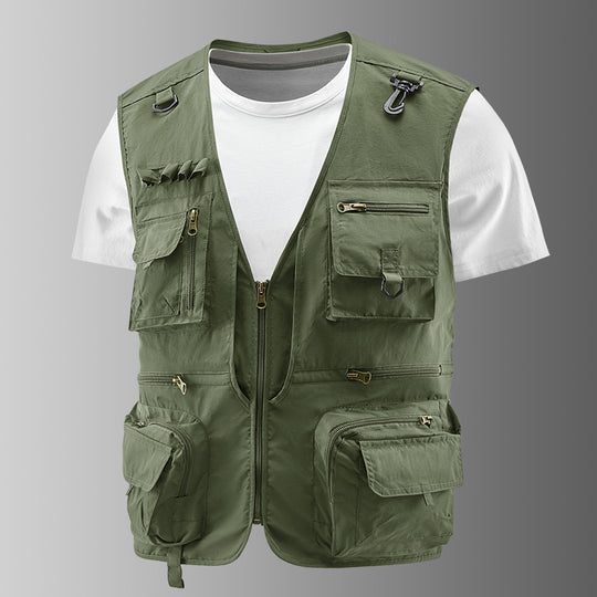Herren Multifunktionale Cargo-Utility-Weste mit zahlreichen Reißverschlussfächern und D-Ringen Nord Taschen
