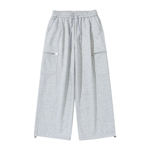 Damen Weite Cropped-Sweathose mit Tunnelzug, Cargo-Taschen und Reißverschluss-Details Nord Taschen