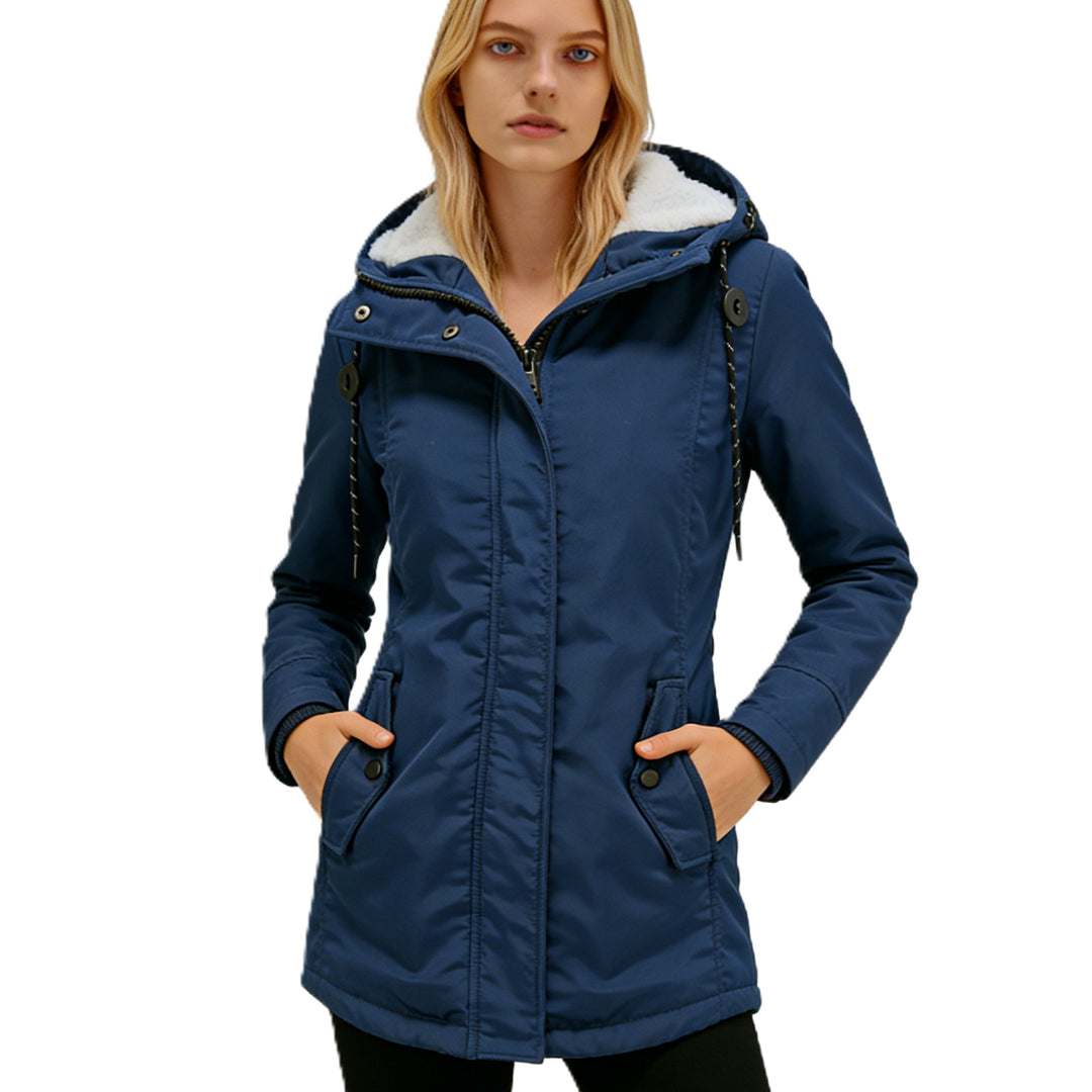 Damen Wasserabweisender Parka mit Teddyfutter, Kapuze und Taillierter Passform Nord Taschen