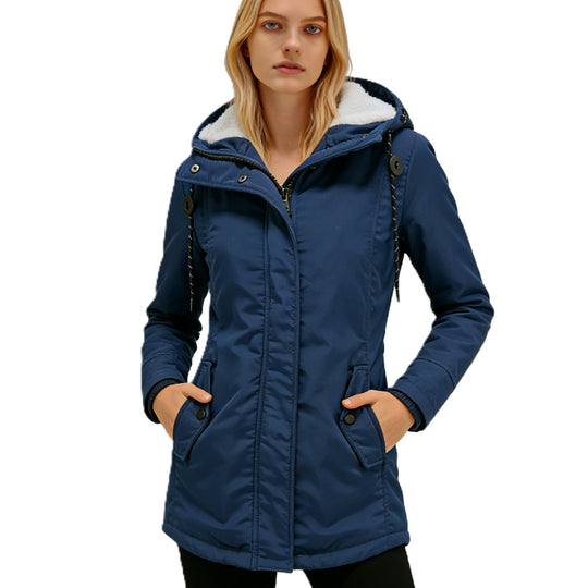Damen Wasserabweisender Parka mit Teddyfutter, Kapuze und Taillierter Passform Nord Taschen