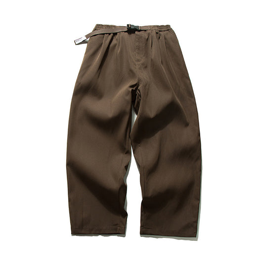 Herren Weitgeschnittene Relaxed-Hose mit elastischem Bund, Bundfalten und integriertem Webgürtel Nord Taschen
