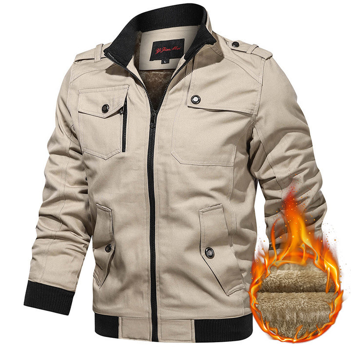 Herren  gefütterte Utility-Bomberjacke mit Teddyfutter, Schulterpatten und multifunktionalen Taschen Nord Taschen