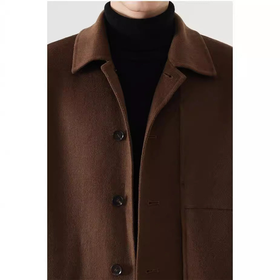 Herren Boxy Wollmix-Hemdjacke mit durchgehender Knopfleiste und überschnittener Schulter Nord Taschen