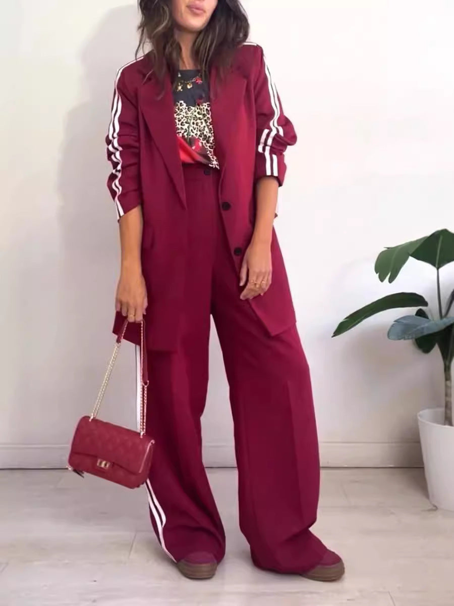 Damen elegantes Blazer-Set mit sportlichen Akzenten und weitem Schnitt Nord Taschen