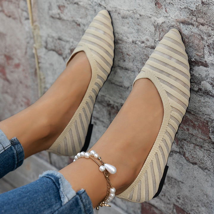 Damen spitze Ballerinas mit strukturiertem Obermaterial