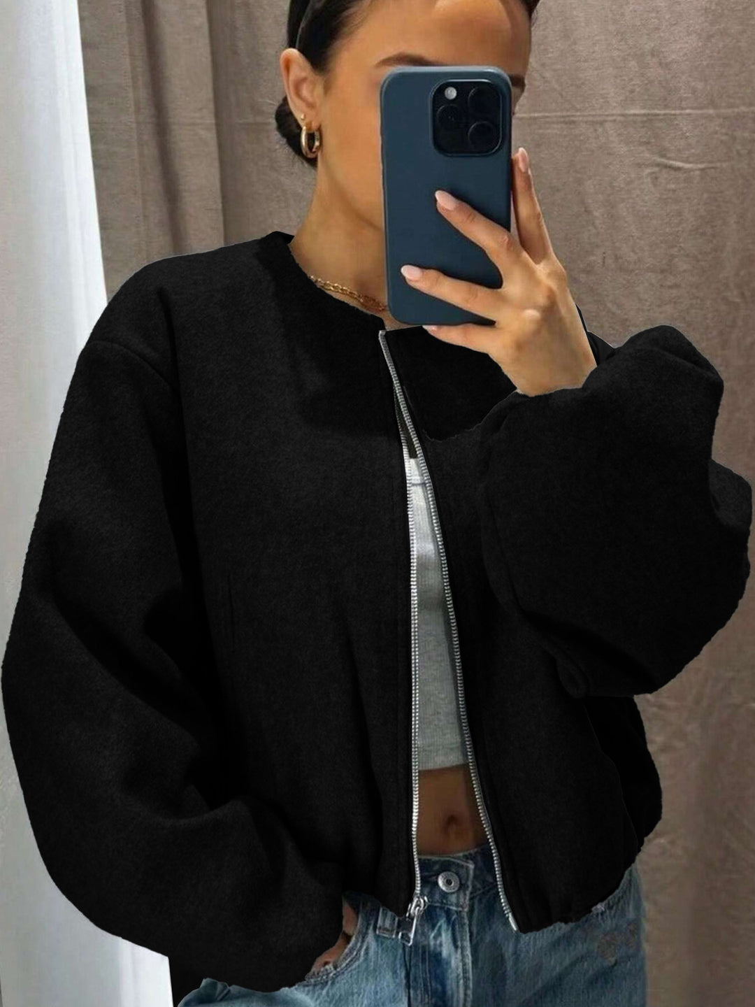 Damen Sportliche Bomberjacke Nord Taschen