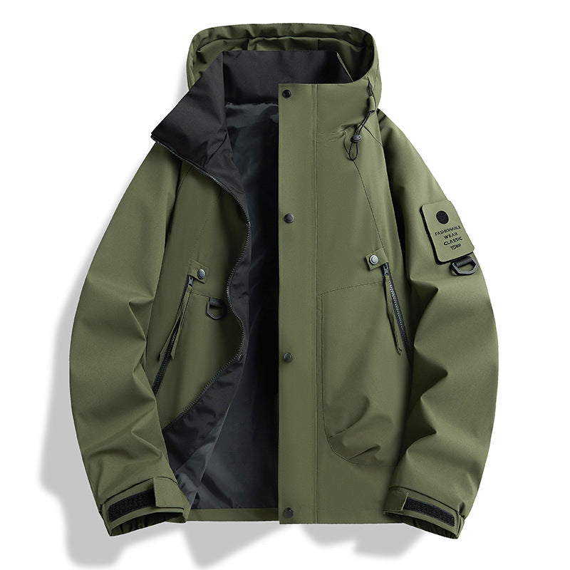Herren Atmungsaktive Softshell‑Kapuzenjacke mit Utility‑Ärmeltasche und D‑Ring Nord Taschen