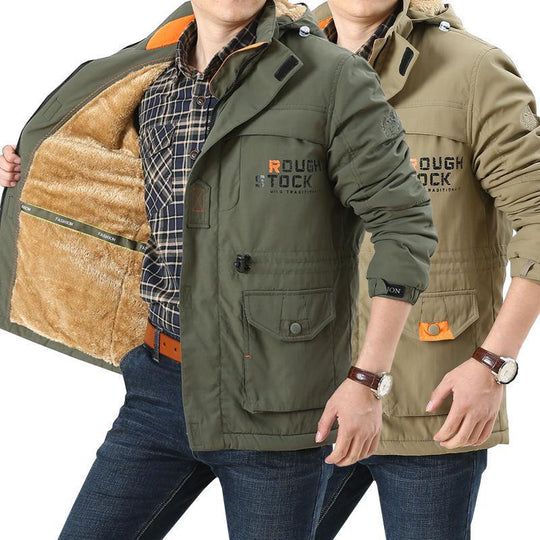Herren winddichter Fieldparka mit wärmender Kunstfell‑Innenlage, Kapuze und multifunktionalen Taschen Nord Taschen