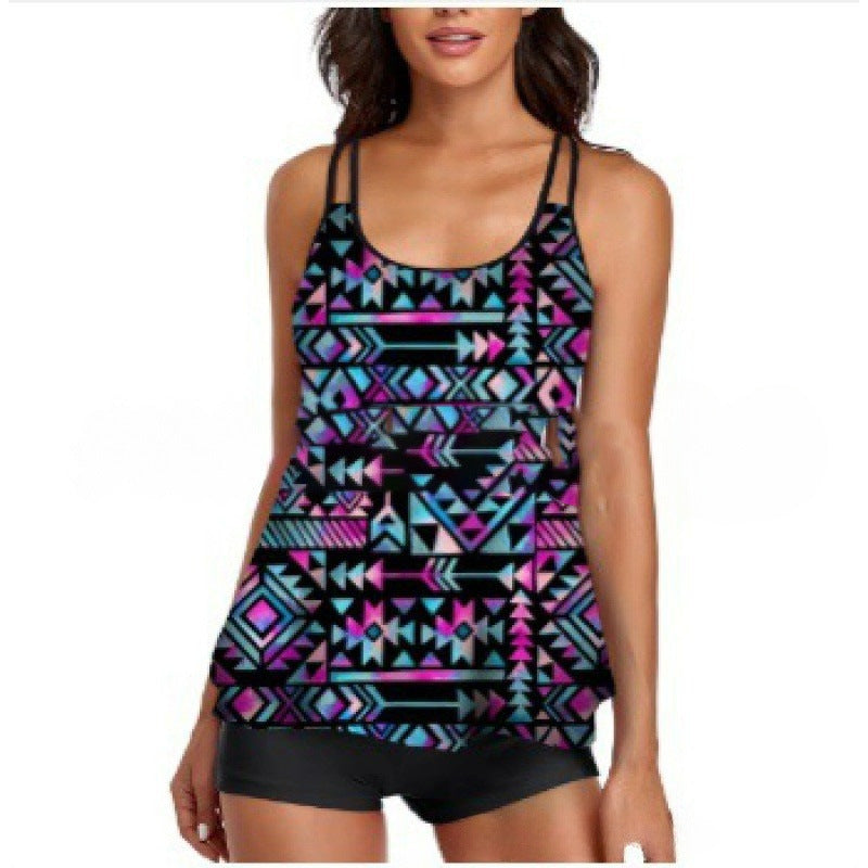 Damen Sportliches Tankini-Set mit bequemem Shorts und verstellbaren Trägern Nord Taschen
