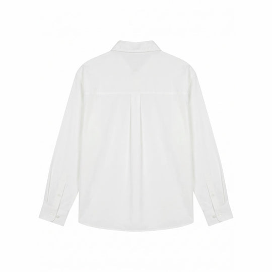 Damen Oversize-Hemdbluse mit feinen Stickapplikationen und verlängertem Saum Nord Taschen