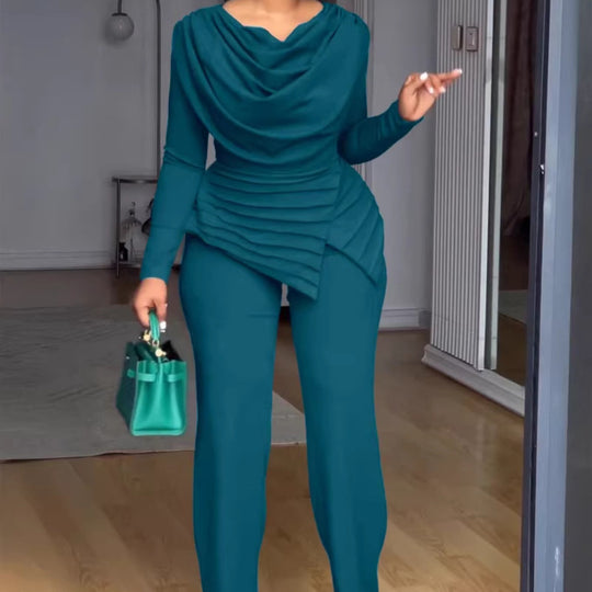 Damen Elegantes Wickel-Jumpsuit mit Drapierung Nord Taschen