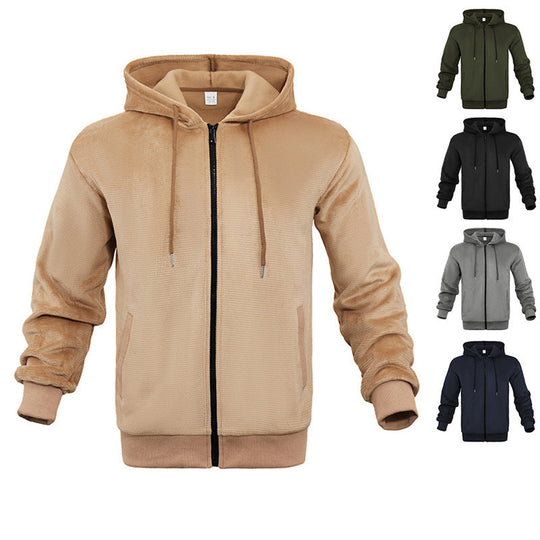 Herren sportlicher Zip-Hoodie aus atmungsaktivem Material mit Taschen