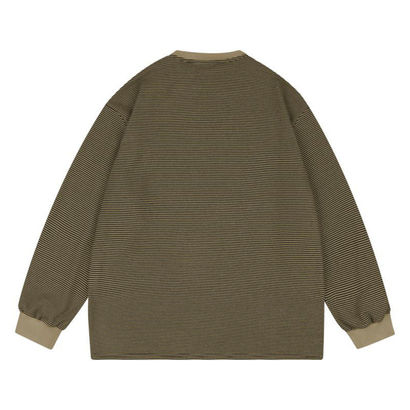 Unisex Weites gestreiftes Longsleeve im Oversize-Schnitt mit Rippbündchen Nord Taschen
