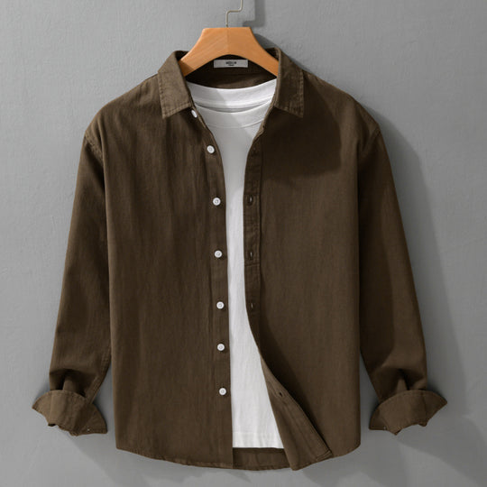 Herren Texturiertes Baumwoll-Hemdjacken-Overshirt im Relaxed-Fit mit Kentkragen Nord Taschen