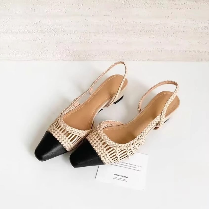 Damen Slingback-Pumps mit modischem Flecht-Design und elegantem Spitzenzeh