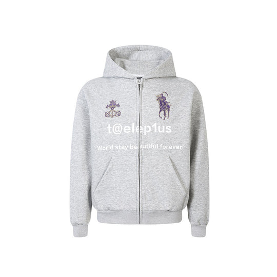 Unisex Kapuzen‑Zipjacke mit gestickten Wappen und Frontprint Nord Taschen