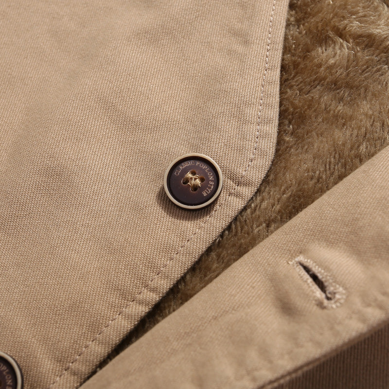 Herren wattierte Canvas-Teddyweste mit Sherpa‑Futter und Mehrfachtaschen Nord Taschen