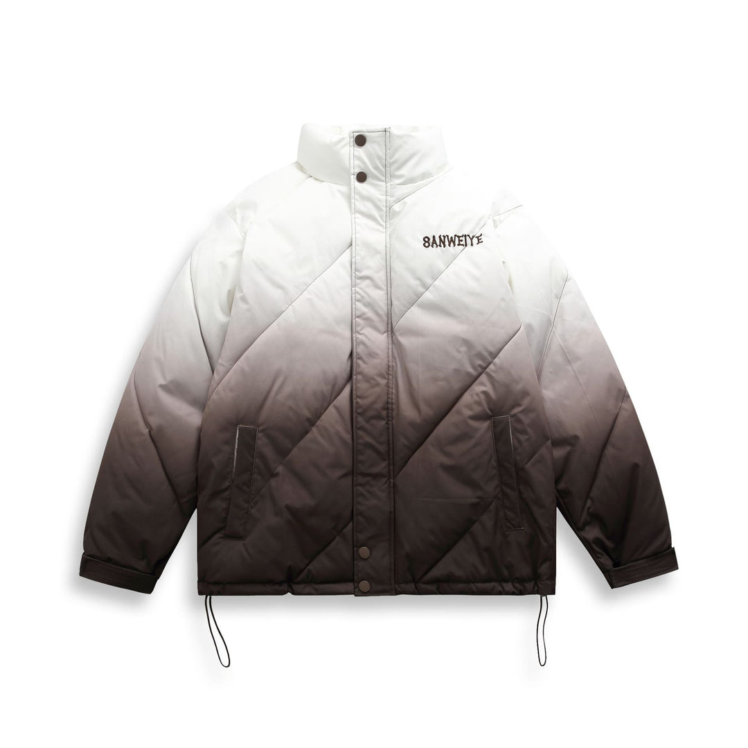 Unisex Kurz geschnittene wattierte Jacke mit Ombre‑Verlauf und diagonal gesteppter Struktur Nord Taschen