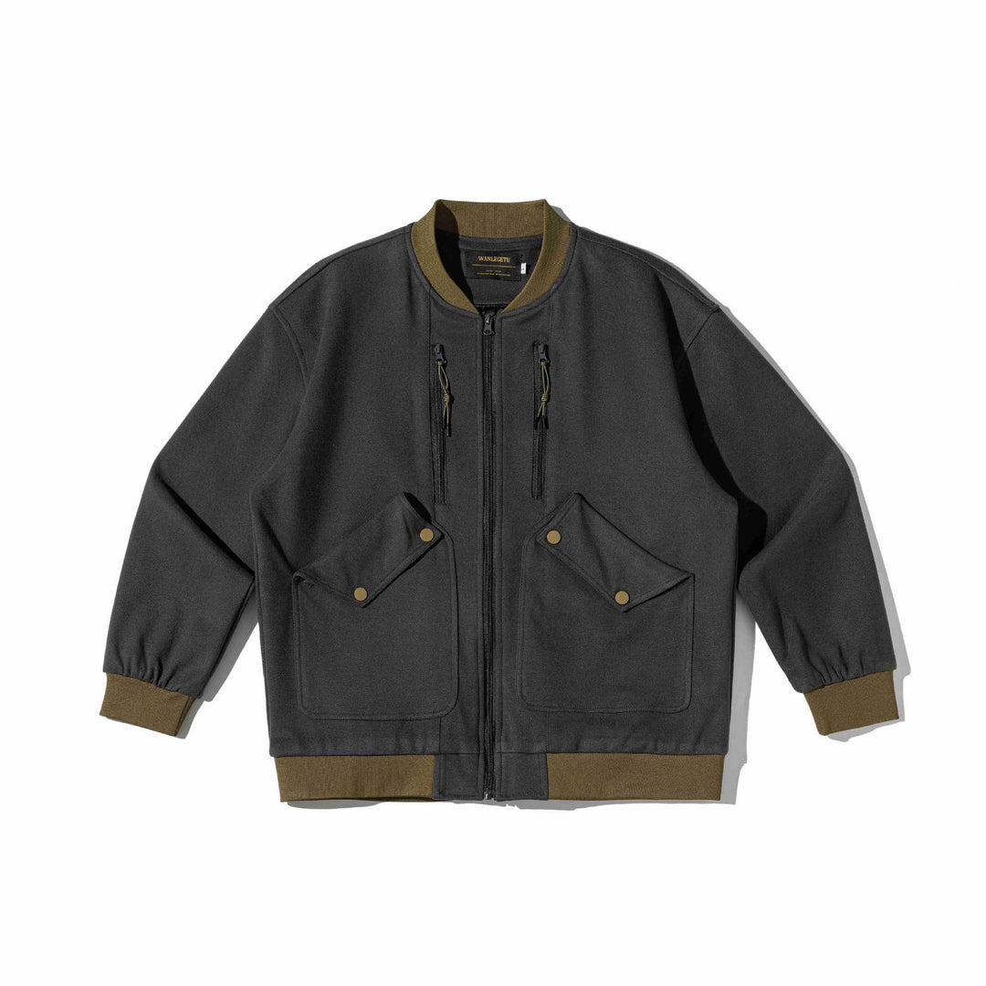 Herren Kurz geschnittene Utility‑Bomberjacke mit Pattentaschen und Doppel‑Brustzip Nord Taschen