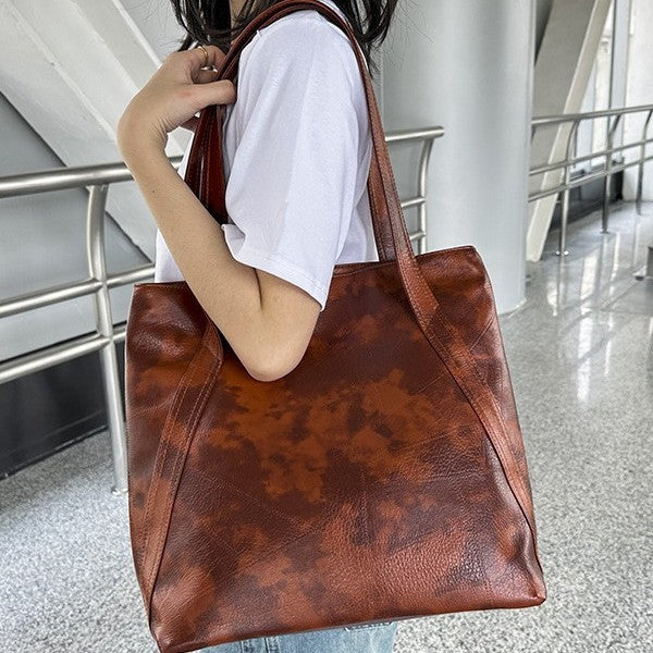Damen elegante Einkaufstasche aus PU-Leder mit strukturiertem Design Nord Taschen