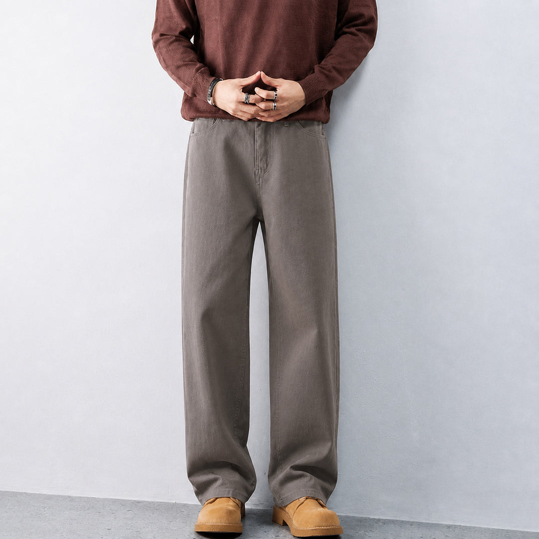 Herren Weite Baumwoll-Jeans mit hohem Bund und Five-Pocket-Design Nord Taschen
