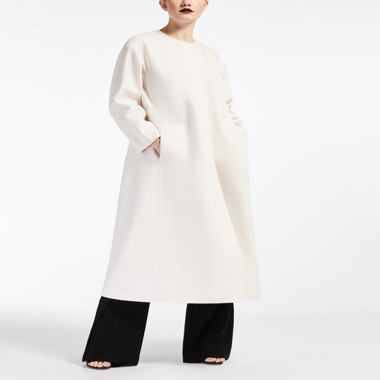 Damen Oversize-Mantel mit Rundhals und verdeckter Knopfleiste Nord Taschen