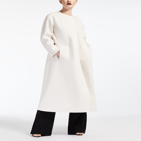 Damen Oversize-Mantel mit Rundhals und verdeckter Knopfleiste Nord Taschen