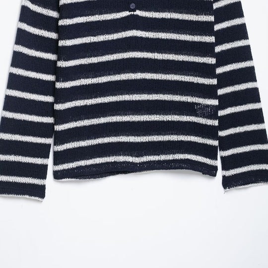 Damen Streifensweater mit Knopfleiste und leichtem Strukturstrick Nord Taschen