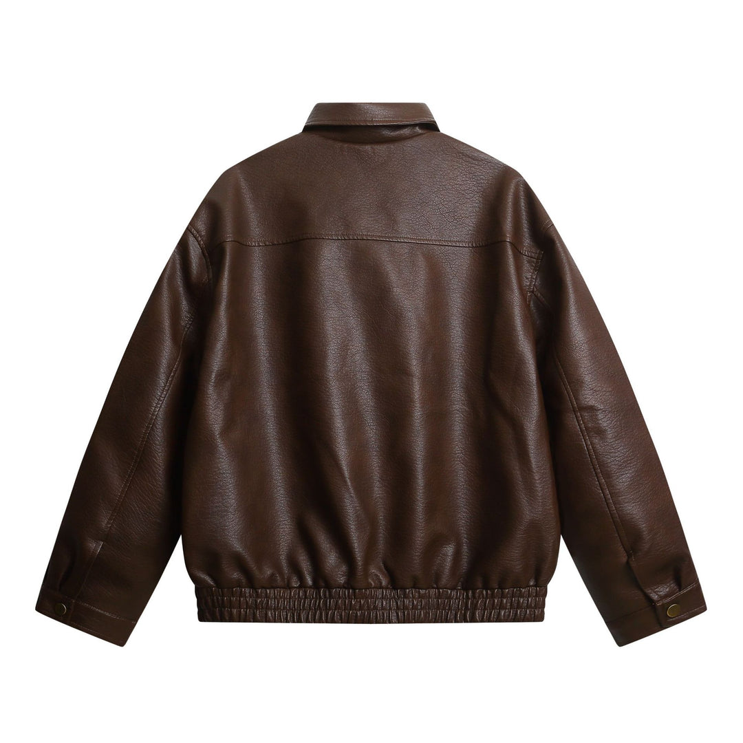 Damen Kurz geschnittene Kunstlederjacke im Oversized‑Look mit Pattentaschen Nord Taschen