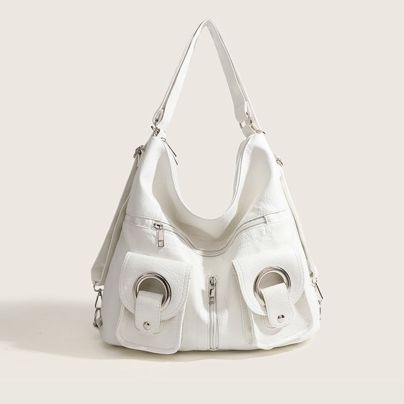 Damen Hobo-Tasche mit innovativem Faltendesign und dekorativen Ringgriffen Nord Taschen